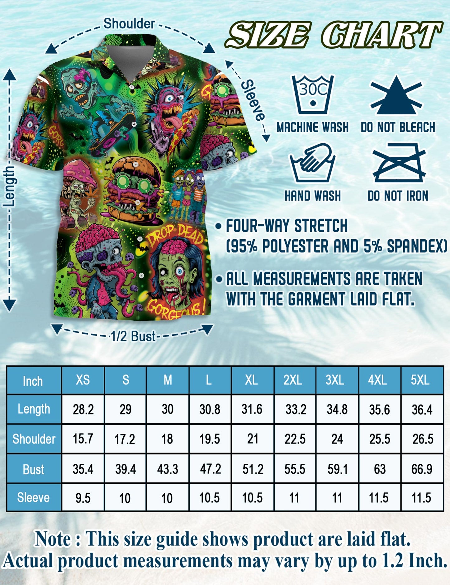 Zombie Hawaiian Shirt for Men, Button Down Aloha Shirt - Azhawaiian
