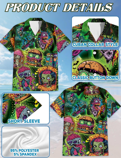 Zombie Hawaiian Shirt for Men, Button Down Aloha Shirt - Azhawaiian