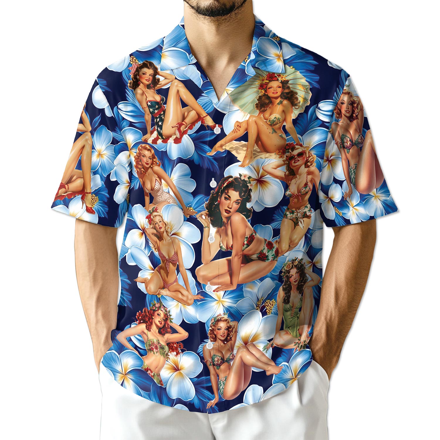 Azhawaiian Tropical Pinup Girl Hawaiian Shirt for Men