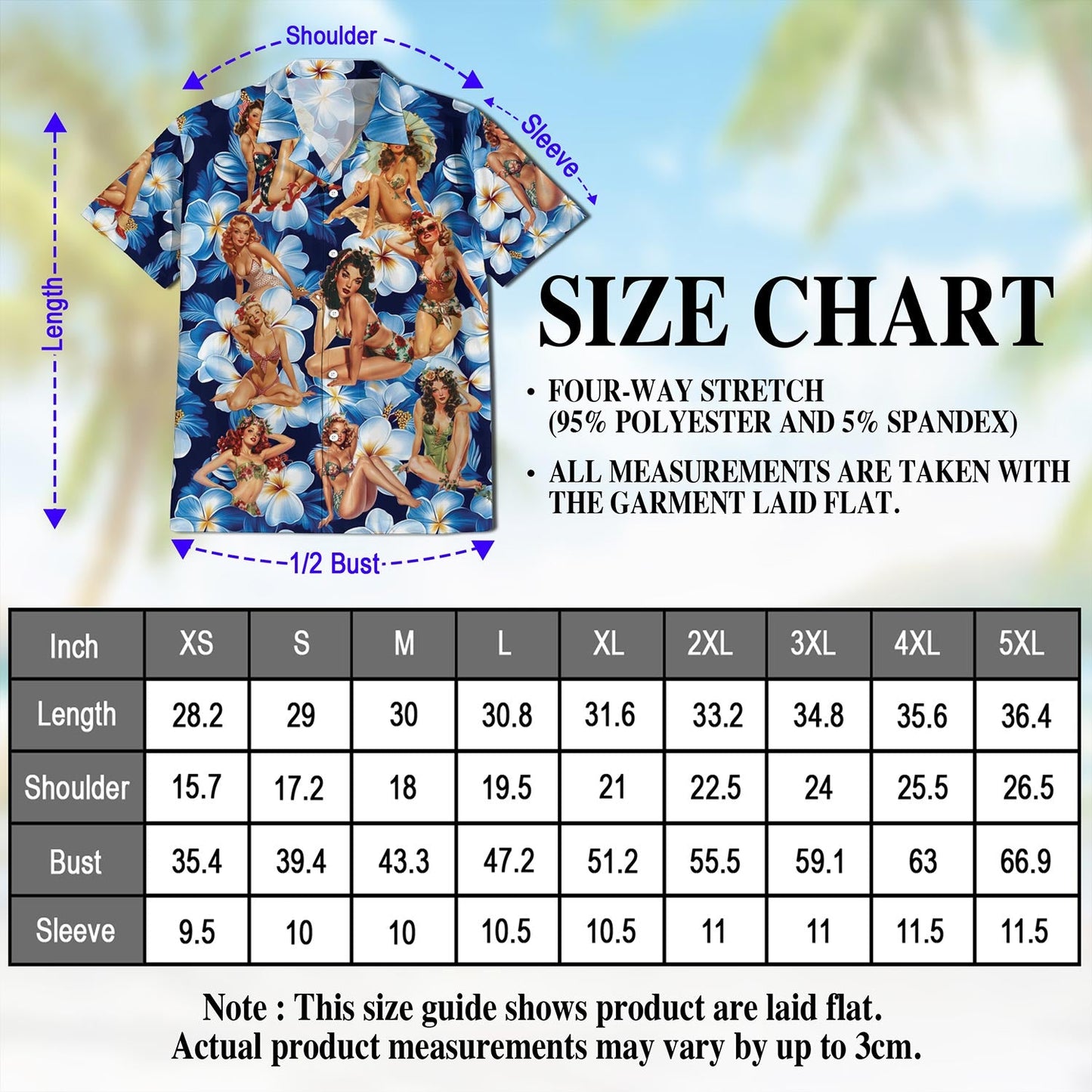 Tropical Pinup Girl Hawaiian Shirt for Men, Button Down Aloha Shirt - Azhawaiian