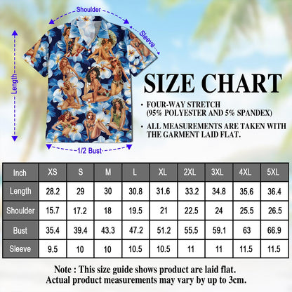 Tropical Pinup Girl Hawaiian Shirt for Men, Button Down Aloha Shirt - Azhawaiian