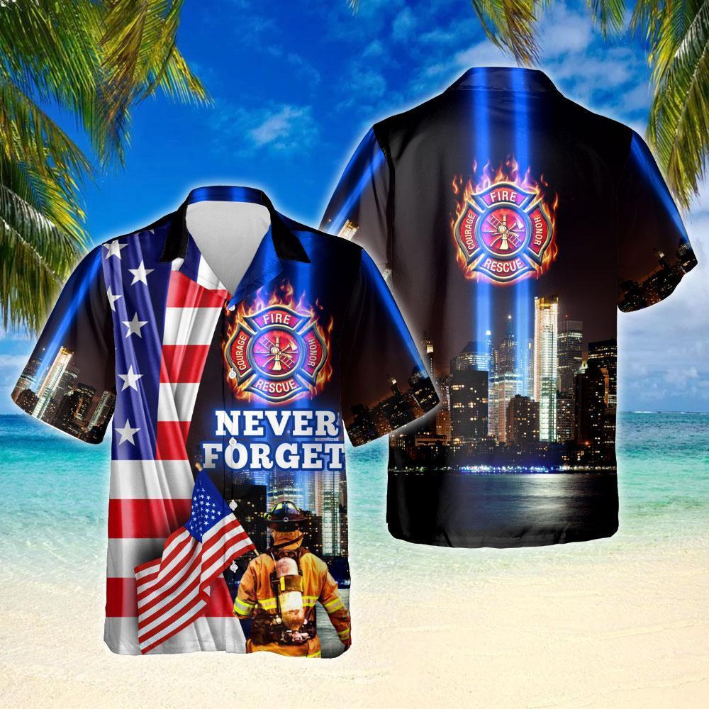 Never Forget 911 Firefighter Hawaiian Shirt | For Men & Women | Adult | HW8048