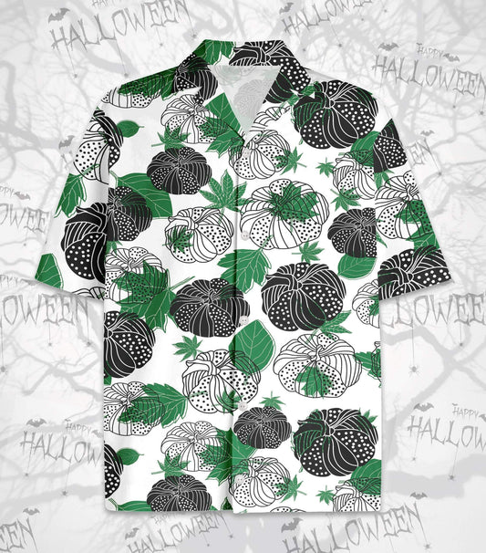 Halloween Pumpkin Green Pattern Hawaiian Aloha Shirts Thanksgiving Gifts