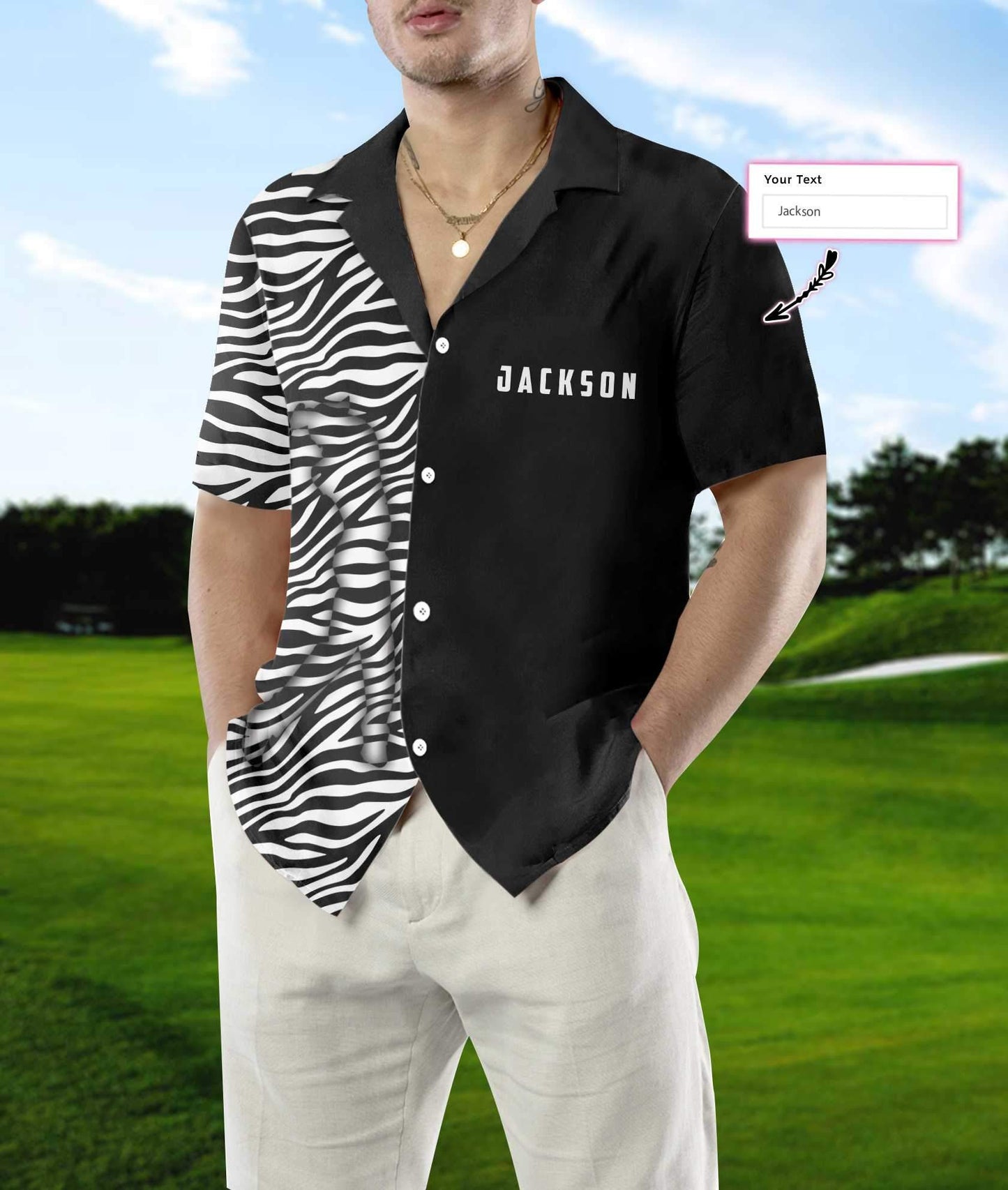 Personalized 3D Golfer Zebra Pattern Golf Custom Hawaiian Shirt