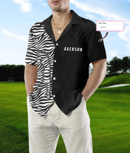 Personalized 3D Golfer Zebra Pattern Golf Custom Hawaiian Shirt