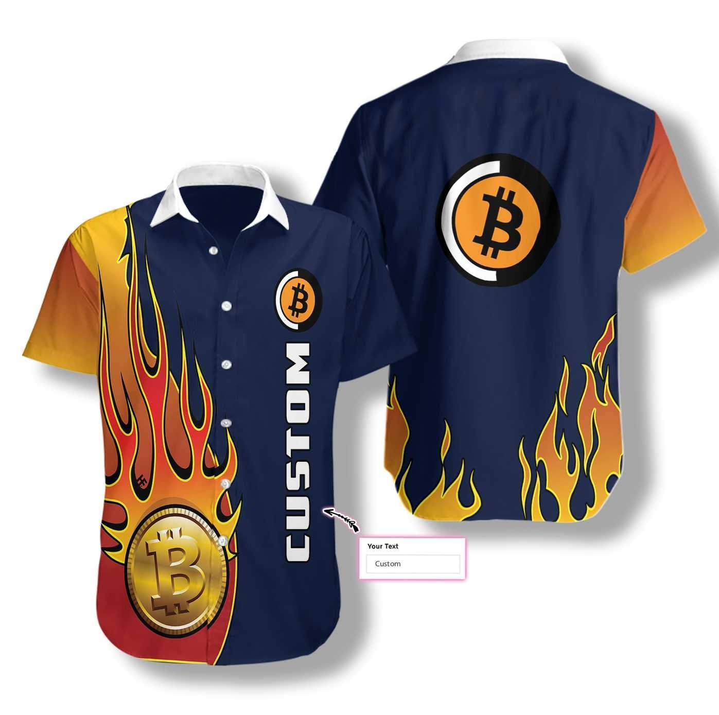 Personalized Name Bitcoin Logo Custom Hawaiian Shirt