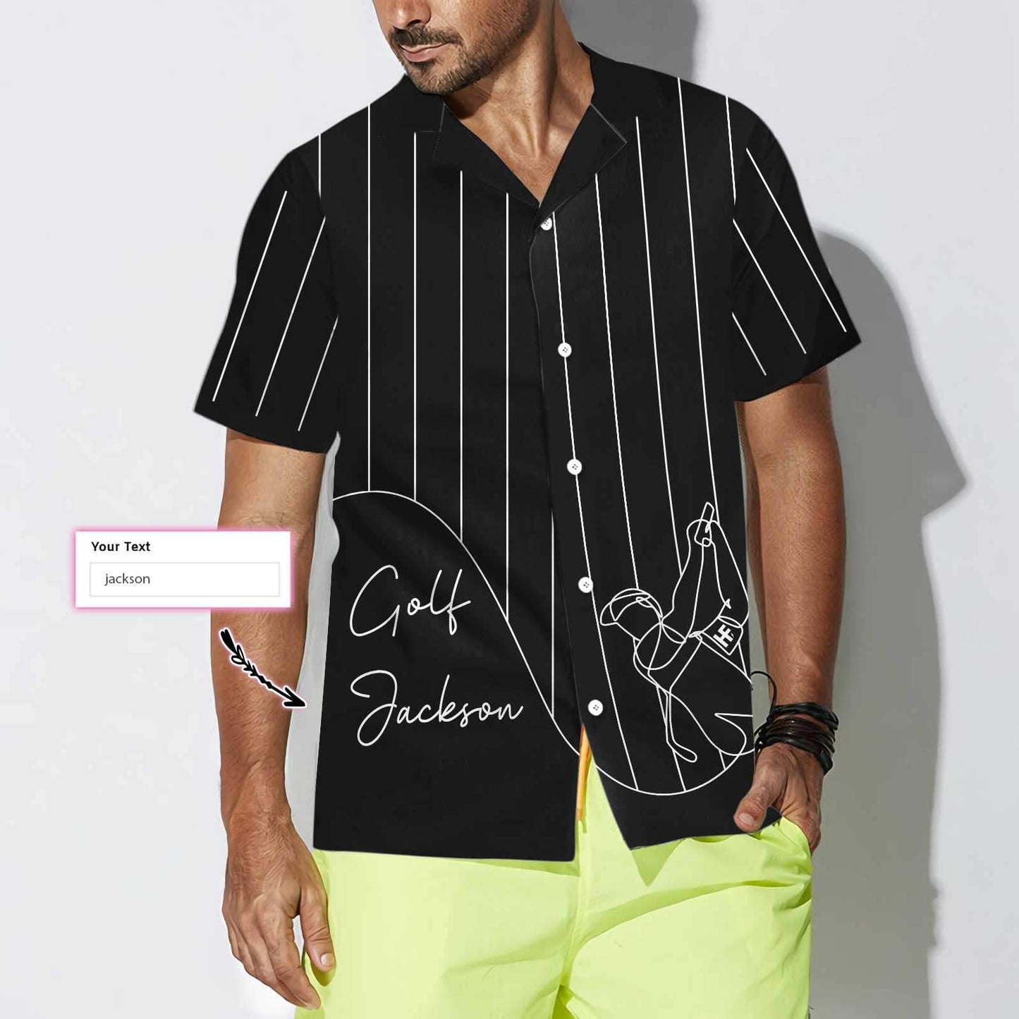 Personalized One Line Drawing Golfer Custom Hawaiian Shirt