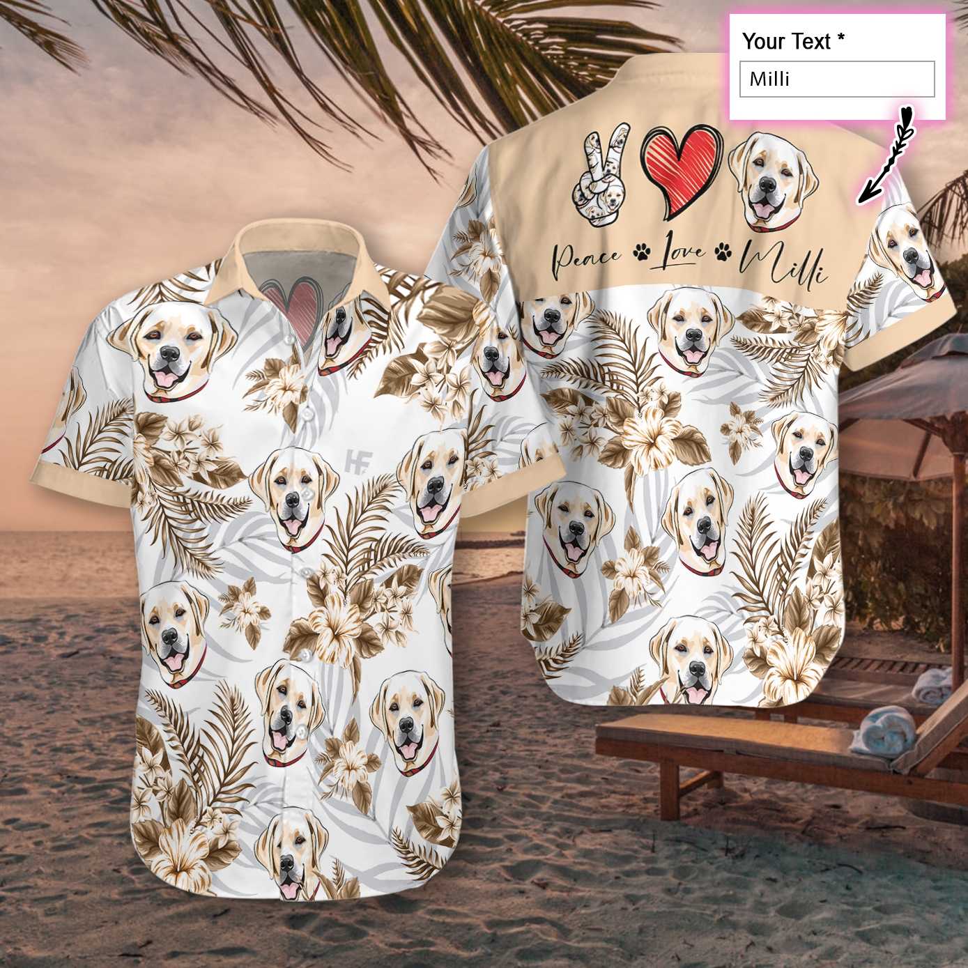 Personalized Peace Love Labrador Custom Hawaiian Shirt