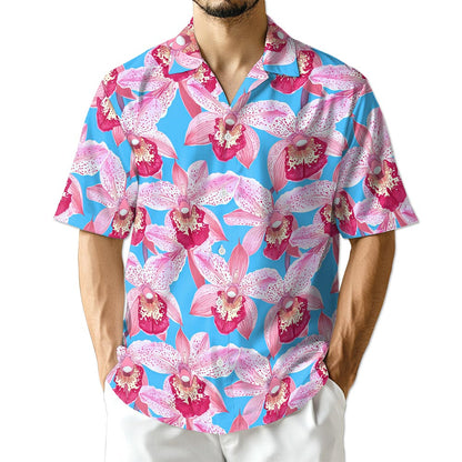 Azhawaiian Pink Orchid Hawaiian Shirt for Men