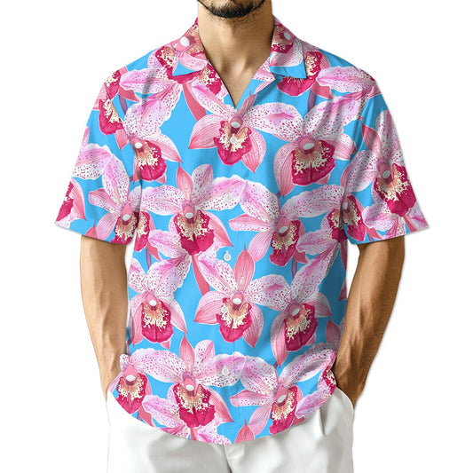 Azhawaiian Pink Orchid Hawaiian Shirt for Men