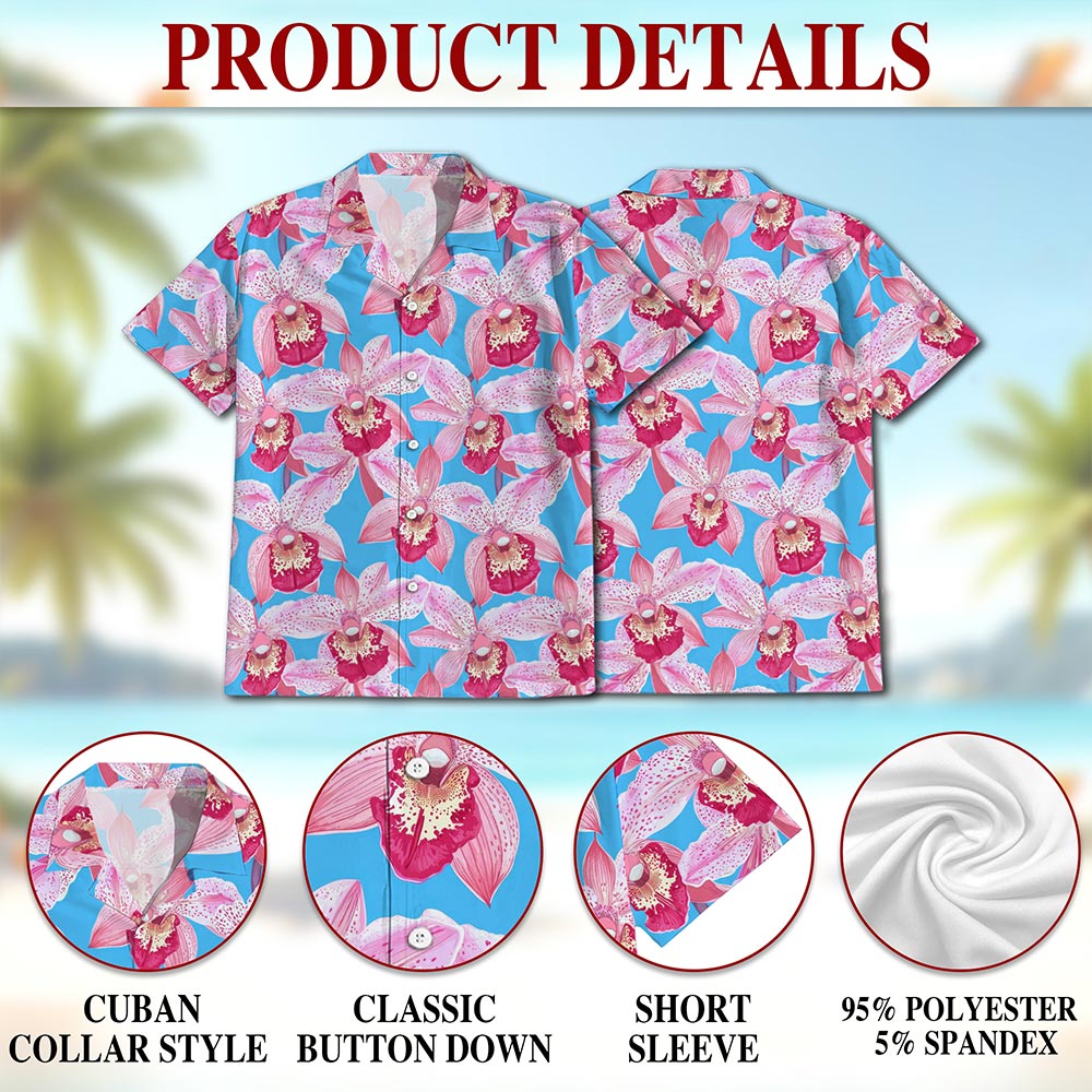 Pink Orchid Hawaiian Shirt for Men, Button Down Aloha Shirt - Azhawaiian