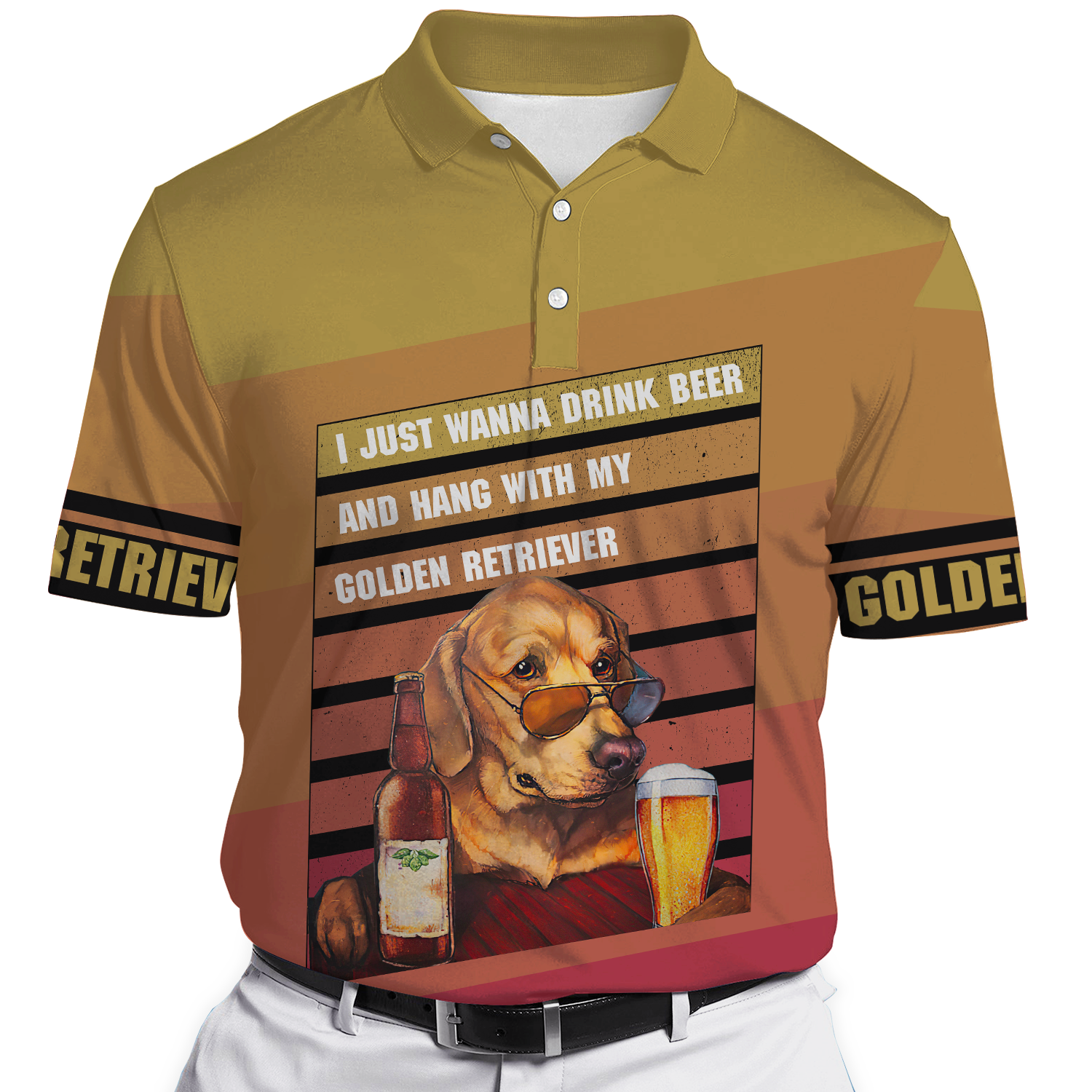 America - Beer & Golden Retriever Style Hawaii Shirt Hawaiian Shirt