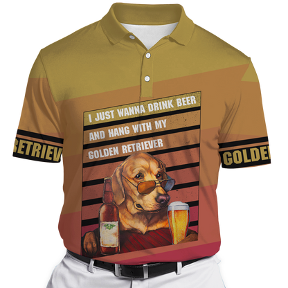 America - Beer & Golden Retriever Style Hawaii Shirt Hawaiian Shirt