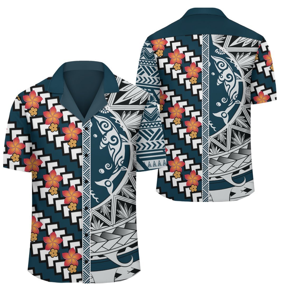 Polynesia Plumeria Shark Hawaiian Shirt - FA Style