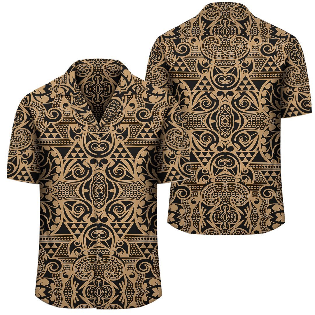 Polynesian Kakau Turtle Gold Hawaiian Shirt