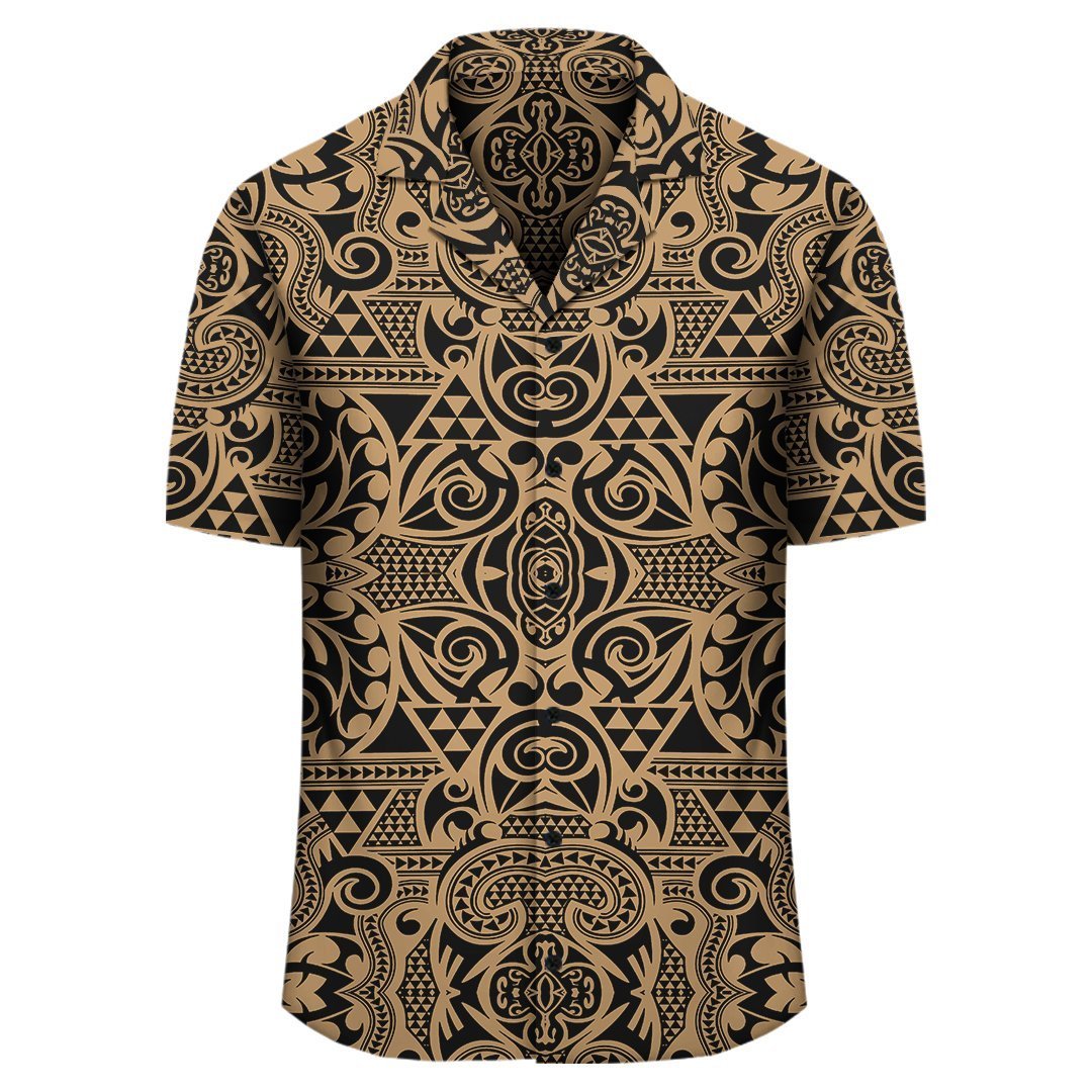 Polynesian Kakau Turtle Gold Hawaiian Shirt