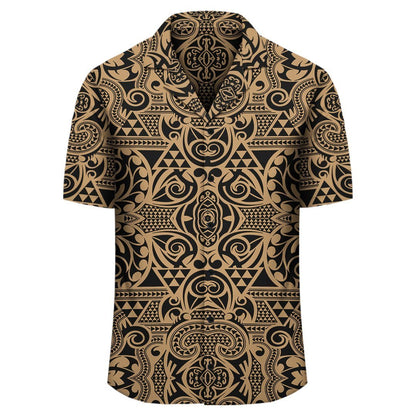 Polynesian Kakau Turtle Gold Hawaiian Shirt