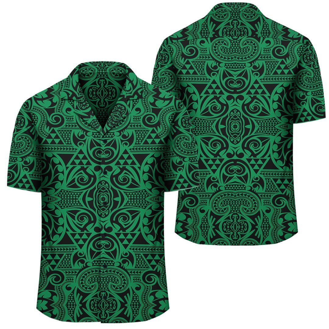 Polynesian Kakau Turtle Green Hawaiian Shirt