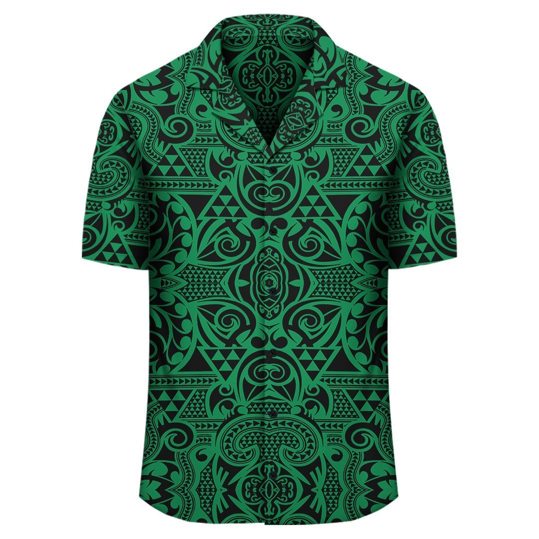 Polynesian Kakau Turtle Green Hawaiian Shirt