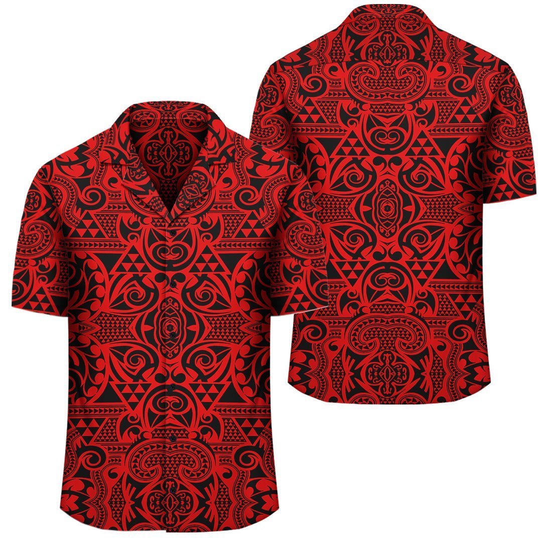 Polynesian Kakau Turtle Red Hawaiian Shirt