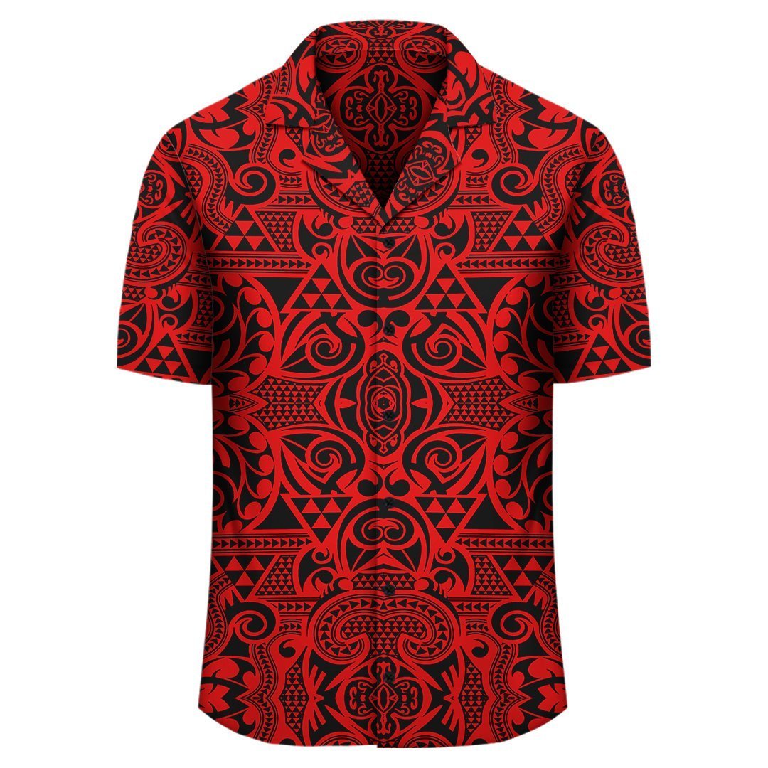 Polynesian Kakau Turtle Red Hawaiian Shirt