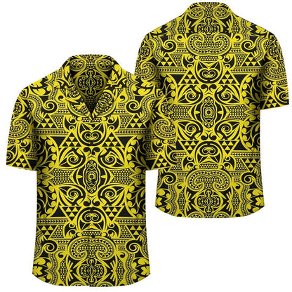 Polynesian Kakau Turtle Yellow Hawaiian Shirt