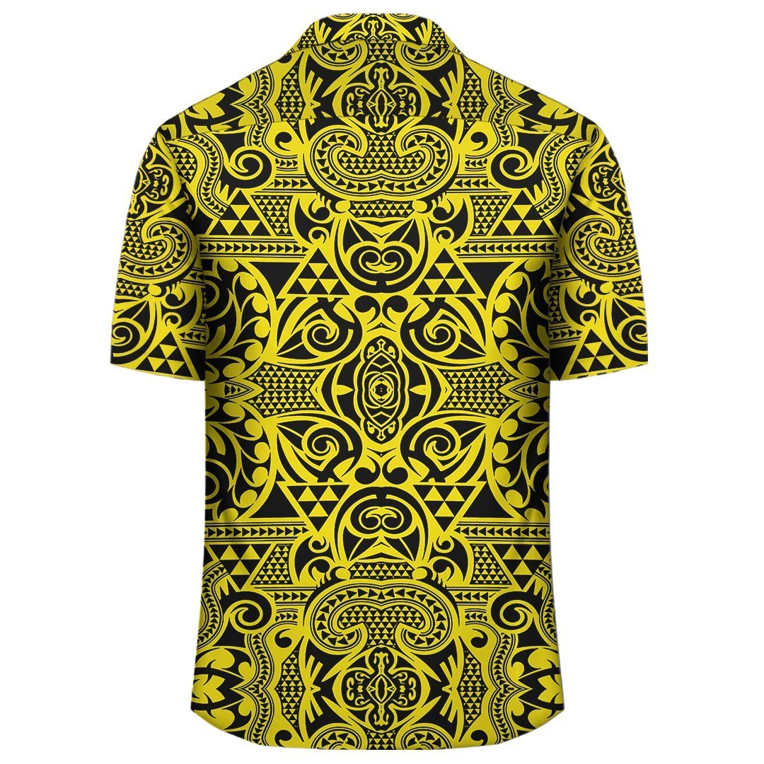 Polynesian Kakau Turtle Yellow Hawaiian Shirt