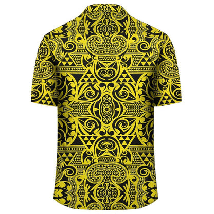 Polynesian Kakau Turtle Yellow Hawaiian Shirt