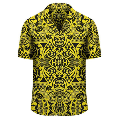 Polynesian Kakau Turtle Yellow Hawaiian Shirt