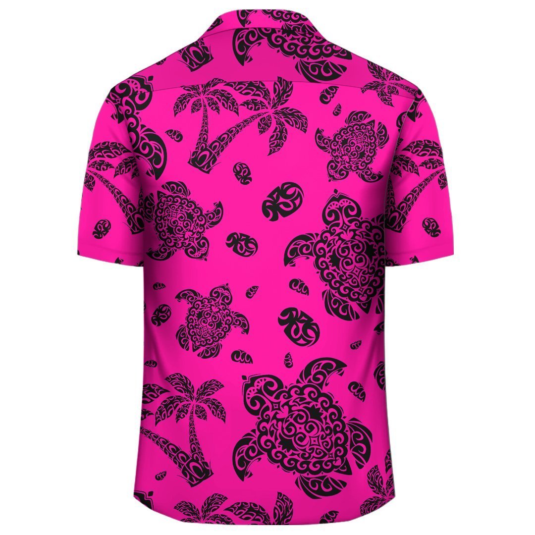 Polynesian Turtle Palm And Sea Pebbles Pink Hawaiian Shirt