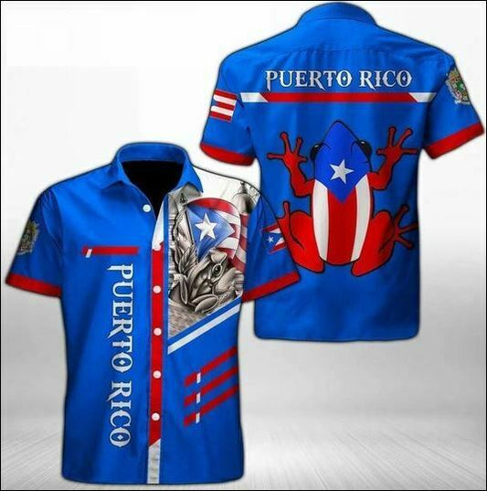 Puerto Rico frog hawaiian shirt