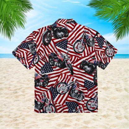 OragonTee Motorcycles American Flag Hawaiian Shirt | For Men & Women | Adult | HW3641
