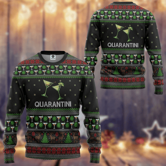 Quarantini Ugly Christmas Sweater 