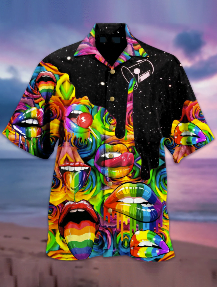 Rainbow lips hawaiian shirt