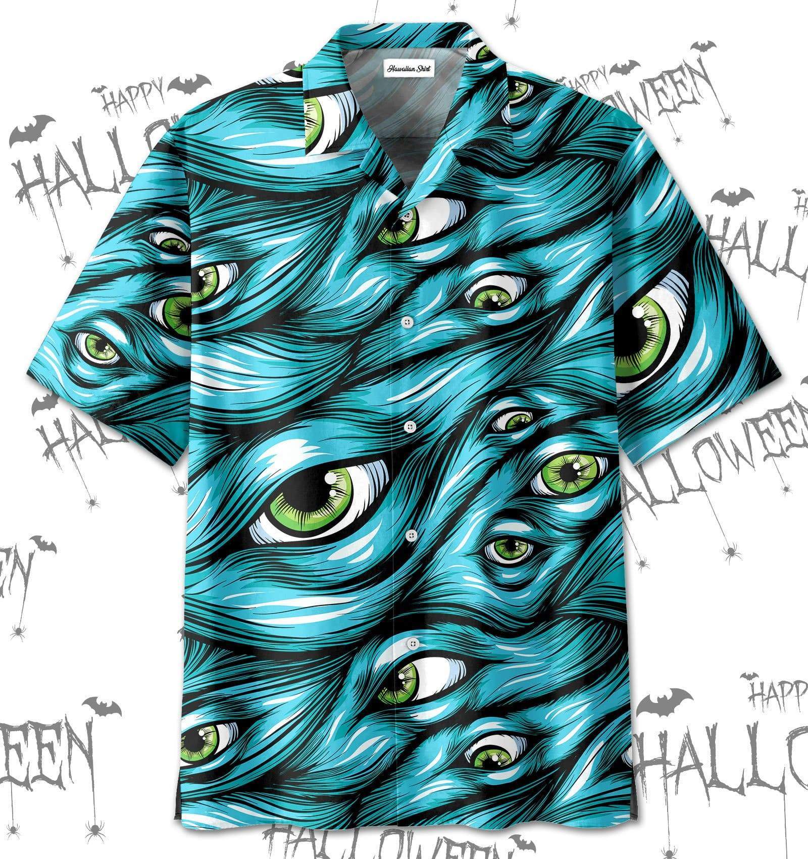 Happy Halloween Unisex Hawaiian Shirts Scary Eyes Many Colors