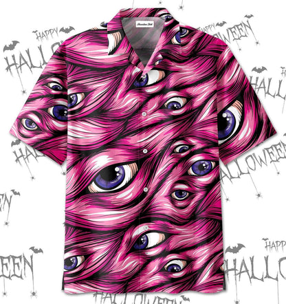 Happy Halloween Unisex Hawaiian Shirts Scary Eyes Many Colors