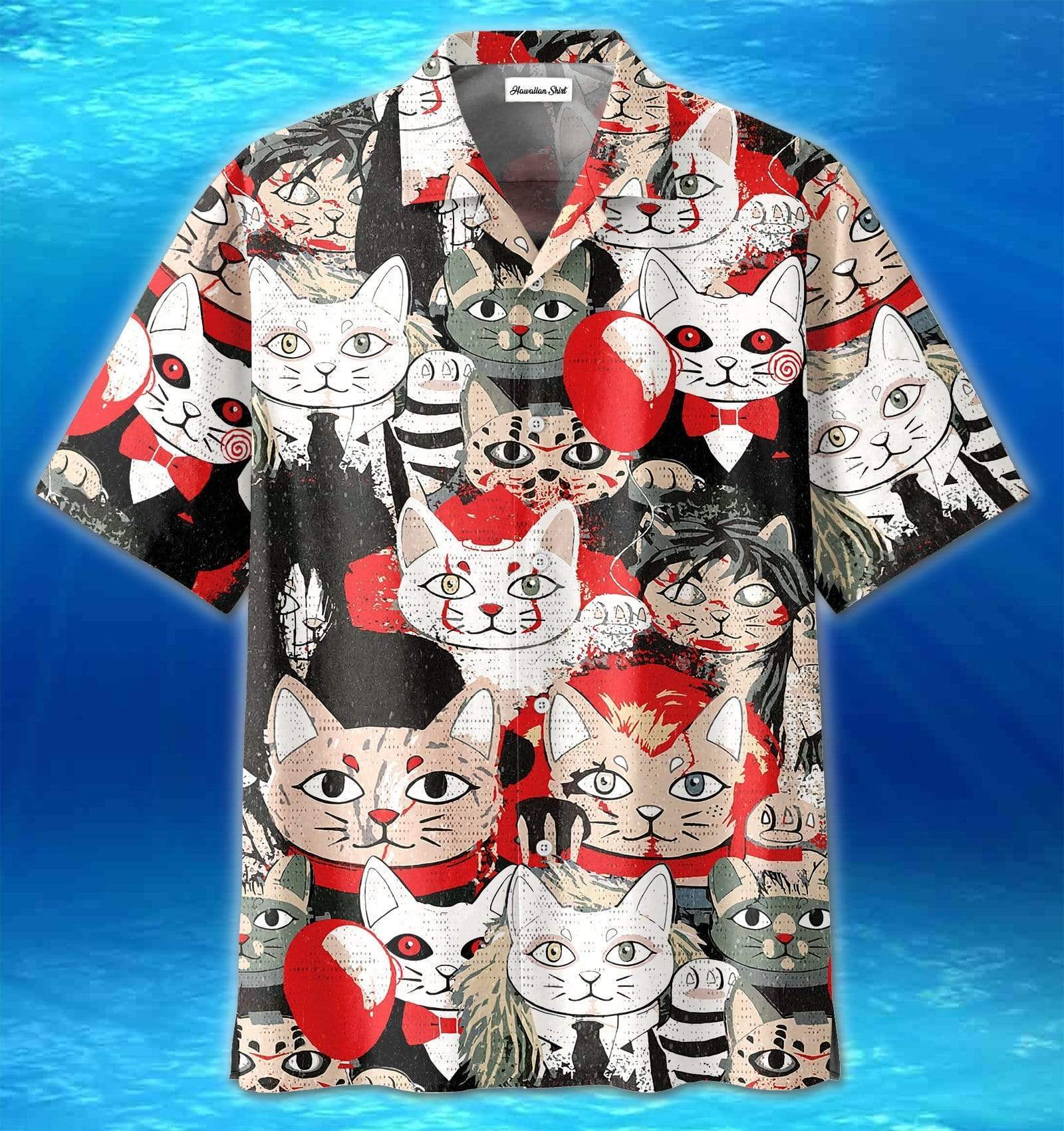 Halloween Scary Movie Character Cat Hawaiian Aloha Shirts