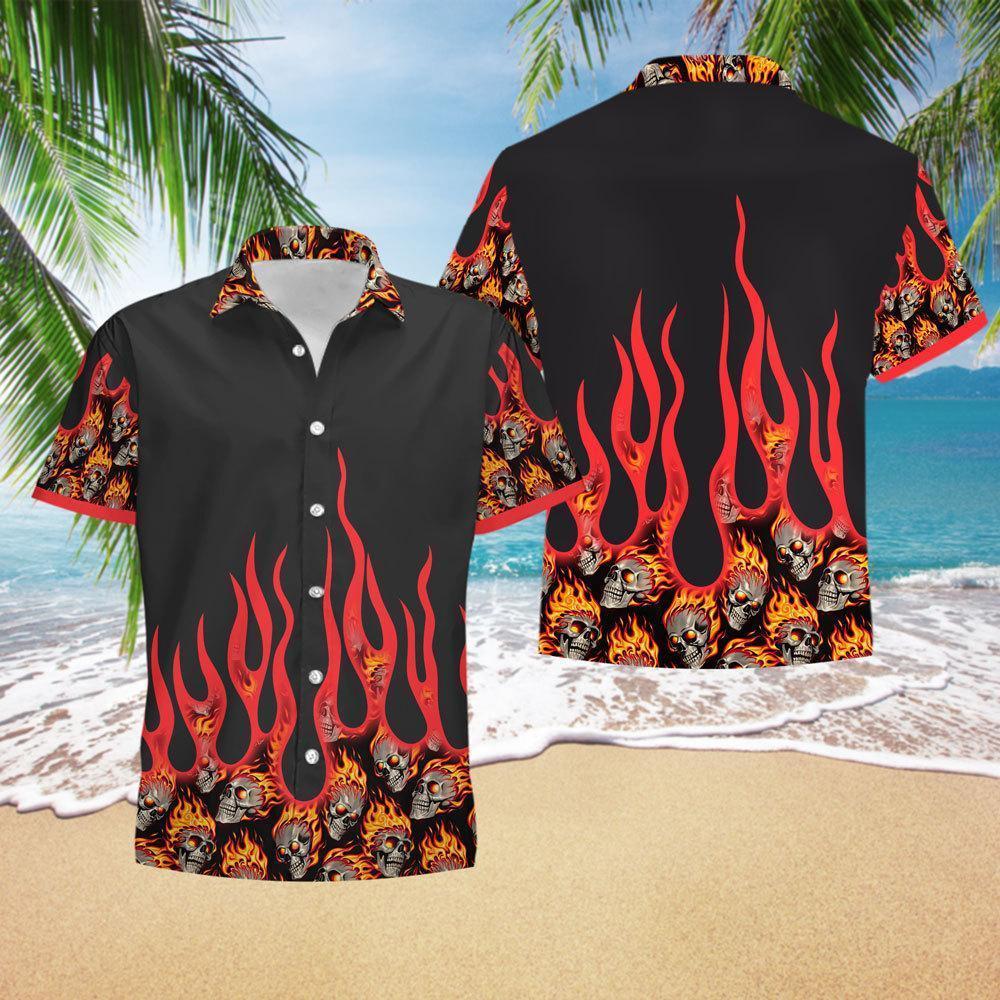 Fire Skull Hawaiian Shirt