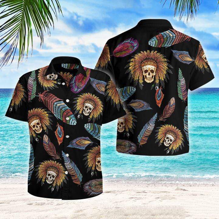 Halloween - Naive Skull Embroidery Aloha Hawaiian Shirts