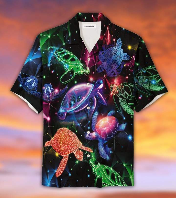 Neon Glowing Turtle Tropical Hawaiian Shirt 131