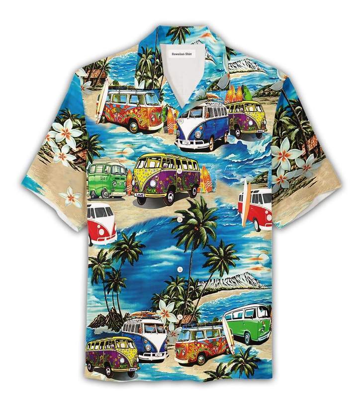 Camping Bus Island Aloha Tropical Hawaiian Shirt 131