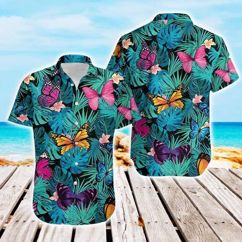 Butterfly Summer Vibe Tropical Hawaiian Aloha Shirts #DH