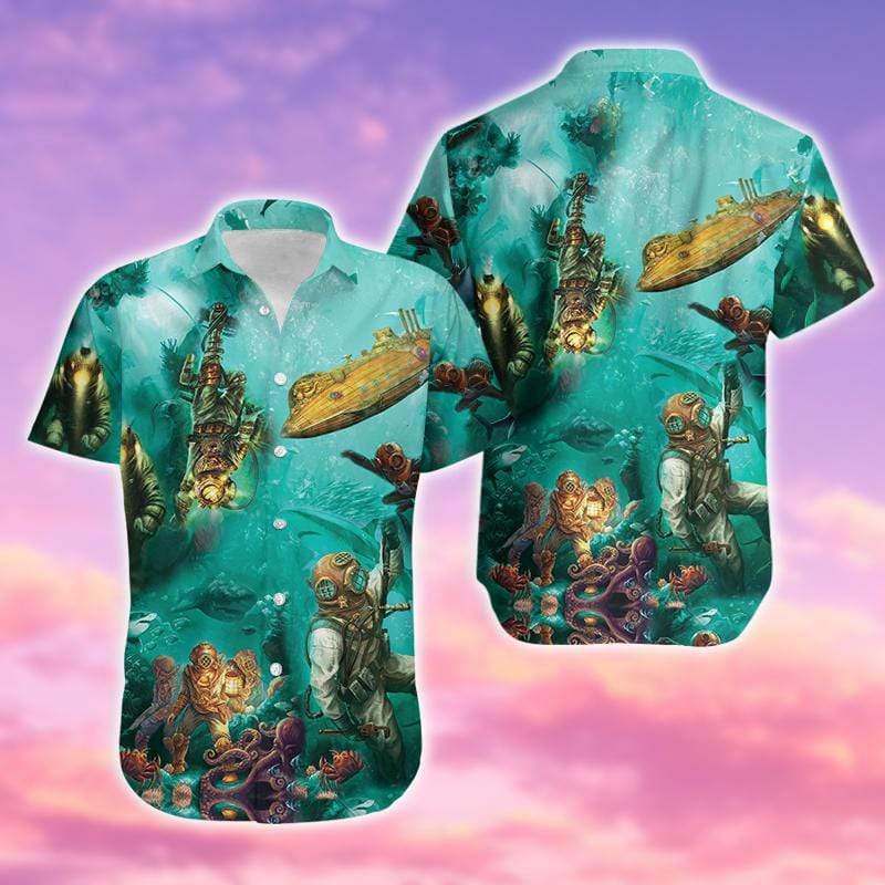 Amazing Deep Sea Driver Scuba Diving Don't Fear Death Fear The Un-lived Life Unisex Hawaiian Aloha Shirts