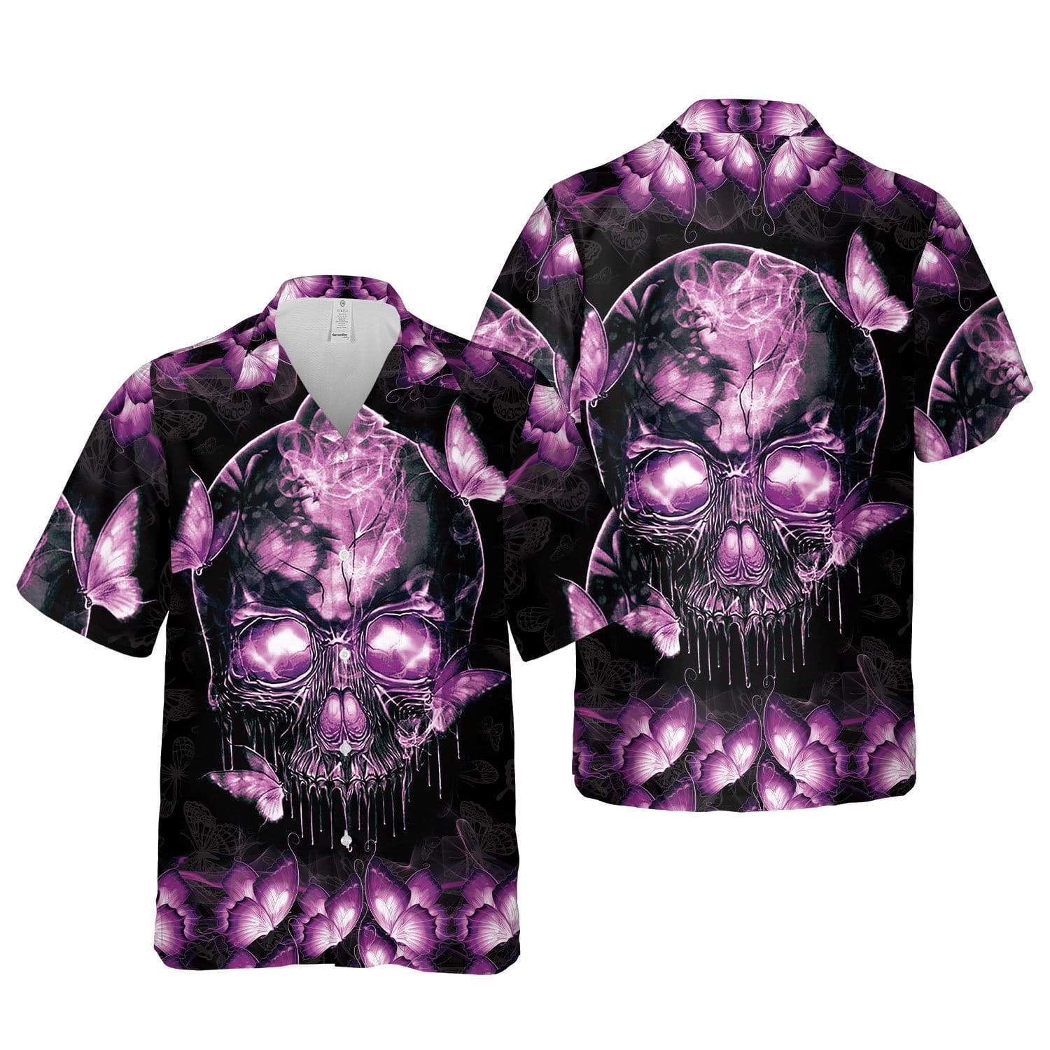 Skull Magic Butterfly Purple Hawaiian Shirt Aloha Beach #28621L