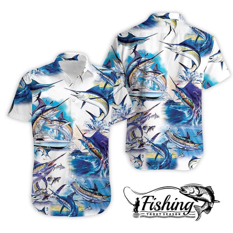 Amazing Marlin Fish Unisex Hawaiian Aloha Shirts #24521DH