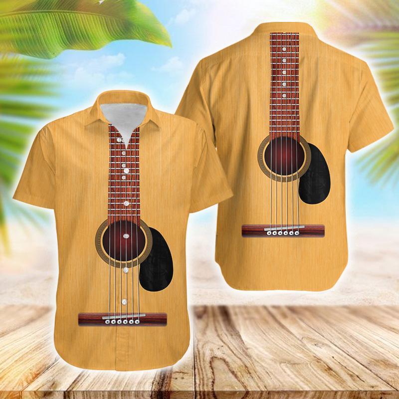 Hawaiian Aloha Shirts Guitar Music Is What Feeling Sounds Like #504DH