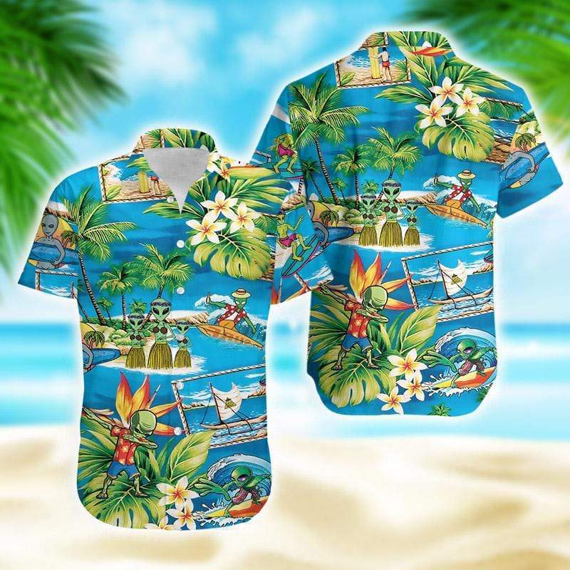 Amazing Alien Summer Tropical Hawaiian Aloha Shirts #6521DH