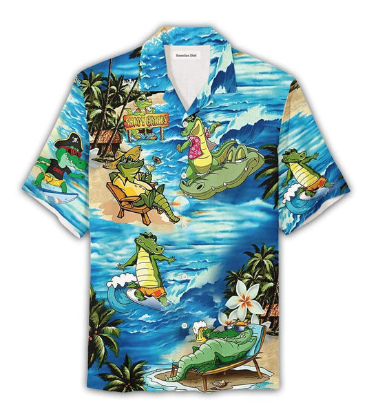 Amazing Crocodile Alligator Unisex Hawaiian Aloha Shirts #21521DH