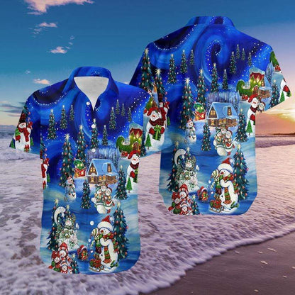 Hawaiian Aloha Shirts Chilling With My Snowmies Christmas #DH