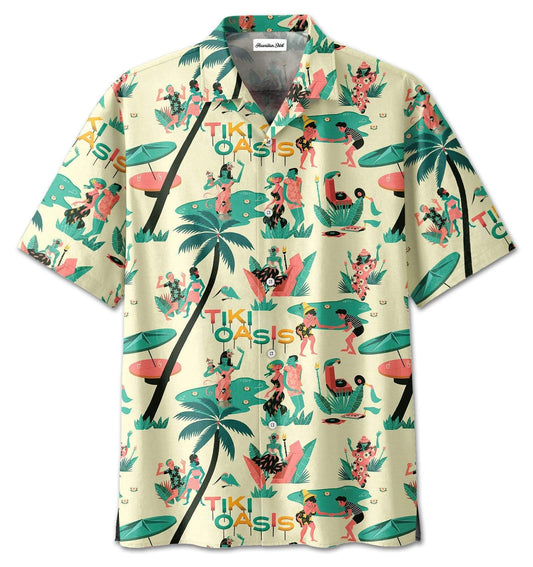 Vintage Tiki Oasis Summer Life on The Beach Hawaiian Aloha Shirts #DH